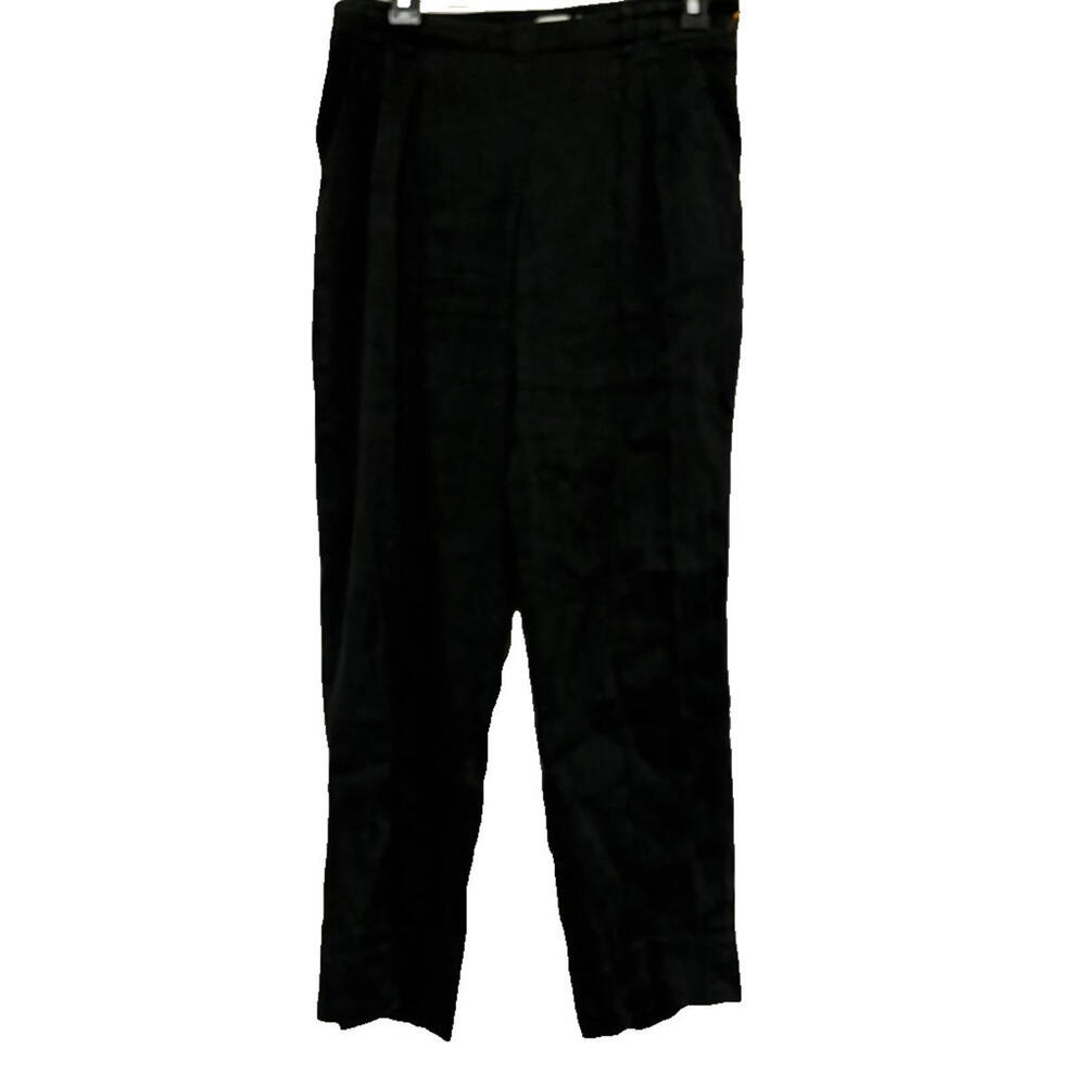 Vince oversized sz 4‎ 65% linen black elastic waist straight leg pockets #3162